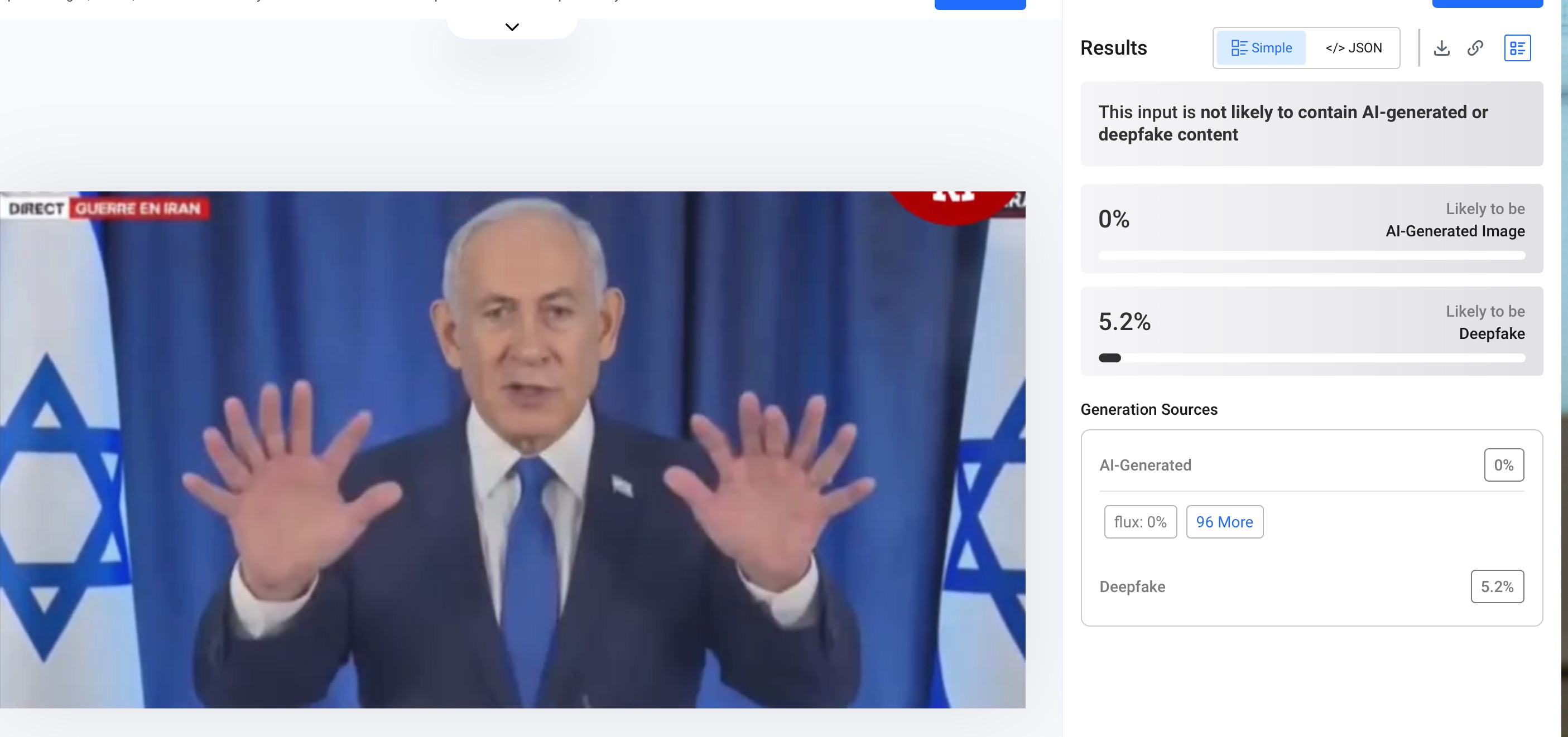 Other tool: 0% AI detection on manipulated image